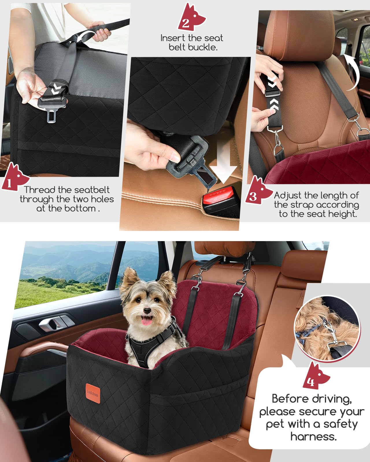 Lealchum detachable washable dog seat simplifies cleaning after adventures.