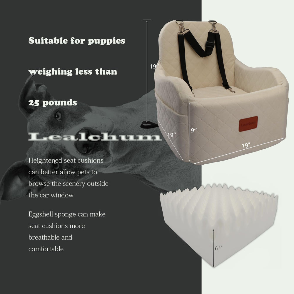 Lealchum booster seat elevated view highlights pet eye level and comfort