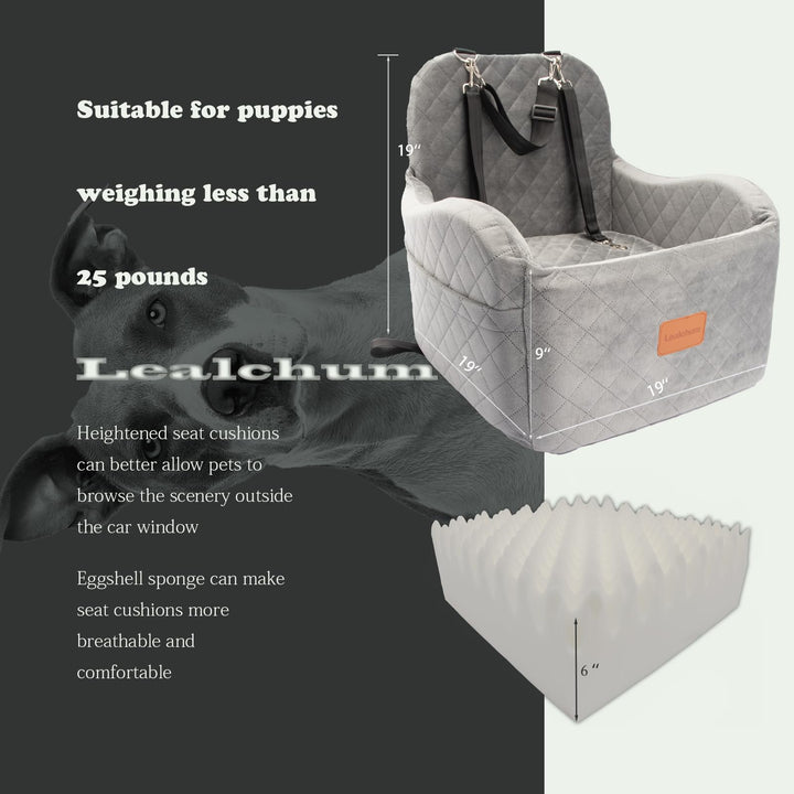 Lealchum booster seat front view keeps your dog nestled safely and comfortably.