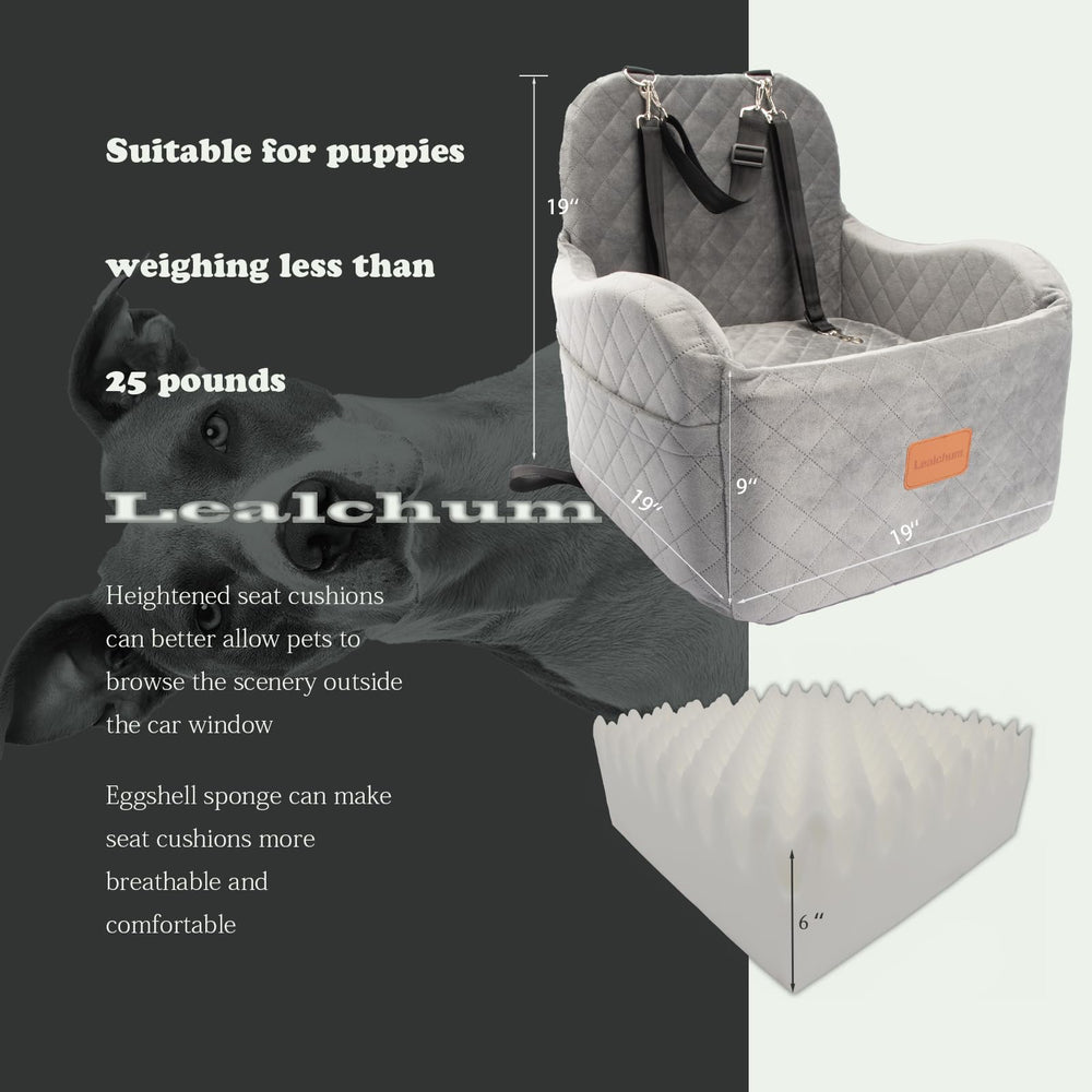 Lealchum booster seat front view keeps your dog nestled safely and comfortably.