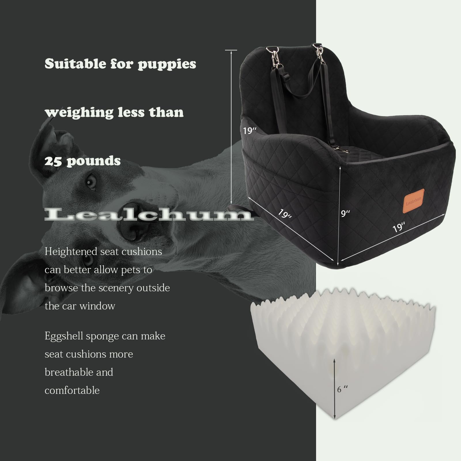 Lealchum booster seat side view with secure harness channel for safety