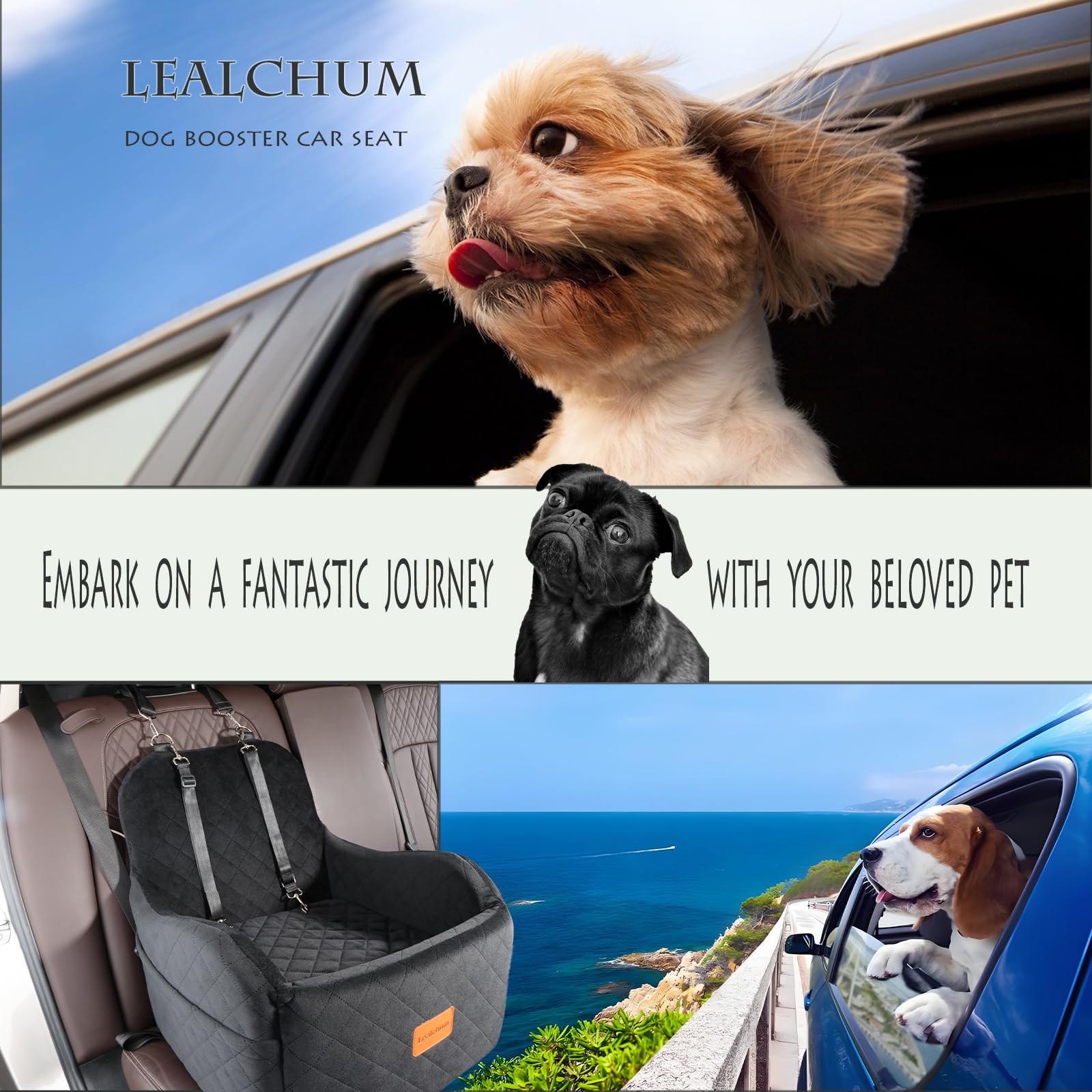 Lealchum booster seat with storage pockets and built-in leashes