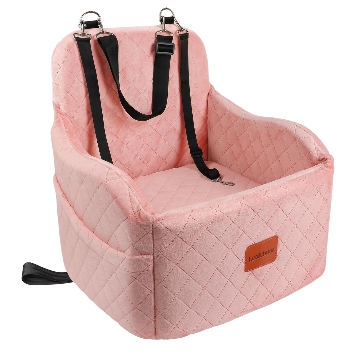 Lealchum dog booster seat front view secures small dogs on car trips