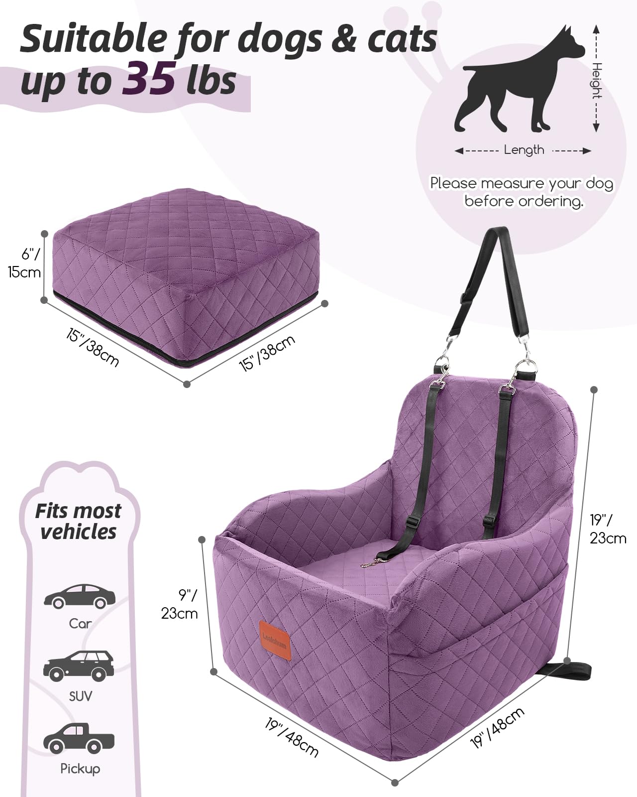Lealchum booster seat shows harness channel for safer car travel