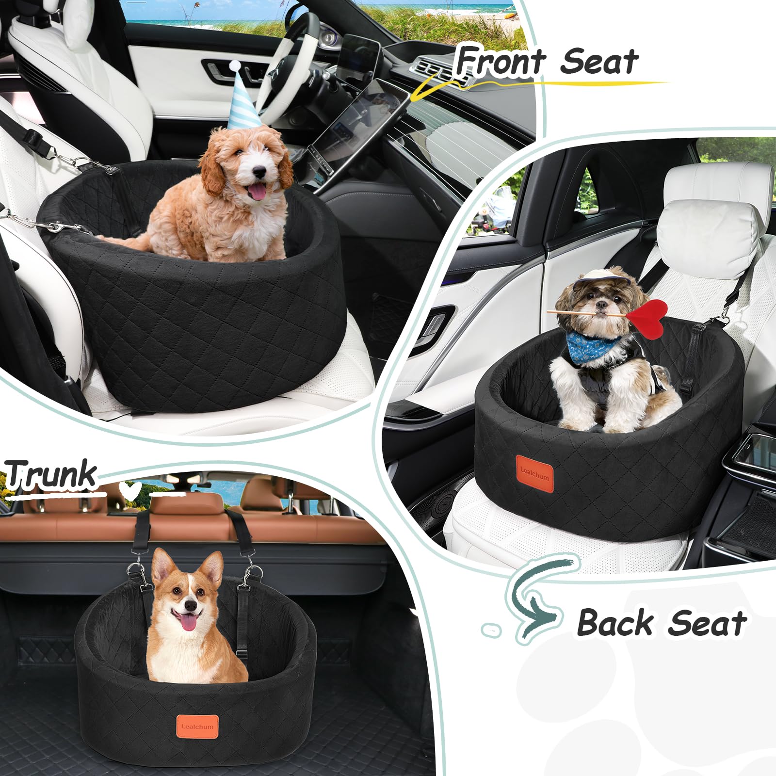 Lealchum dog car seat anti-slip base keeps the seat stable