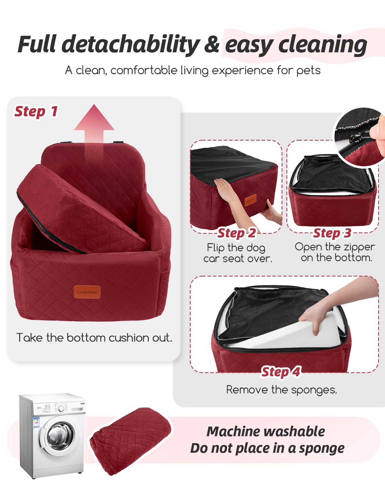 Lealchum dog car seat easy installation for busy owners.