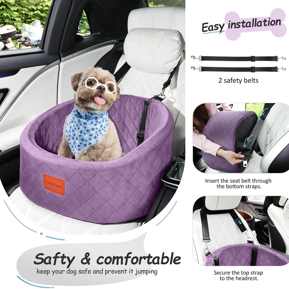 Detachable washable cover on Lealchum dog car seat for easy cleaning