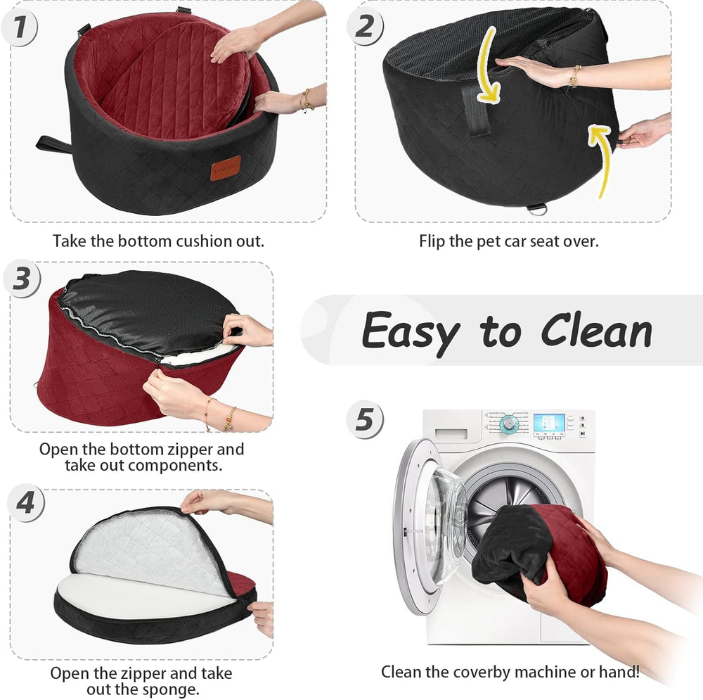 Lealchum dog car seat in-car setup shows quick installation in any vehicle.