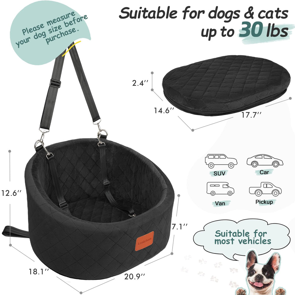Lealchum dog car seat ultra-soft fabric enhances comfort during travel