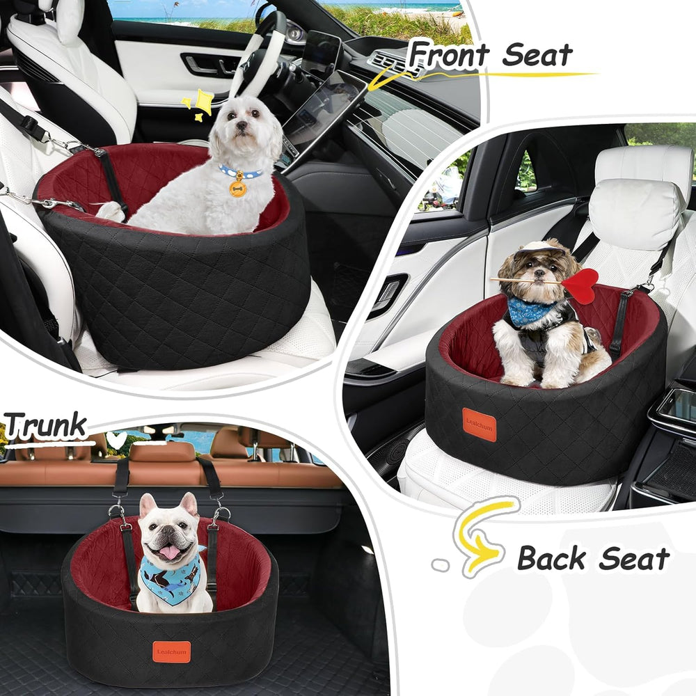 Lealchum dog car seat washable cover with zipper for easy cleaning.