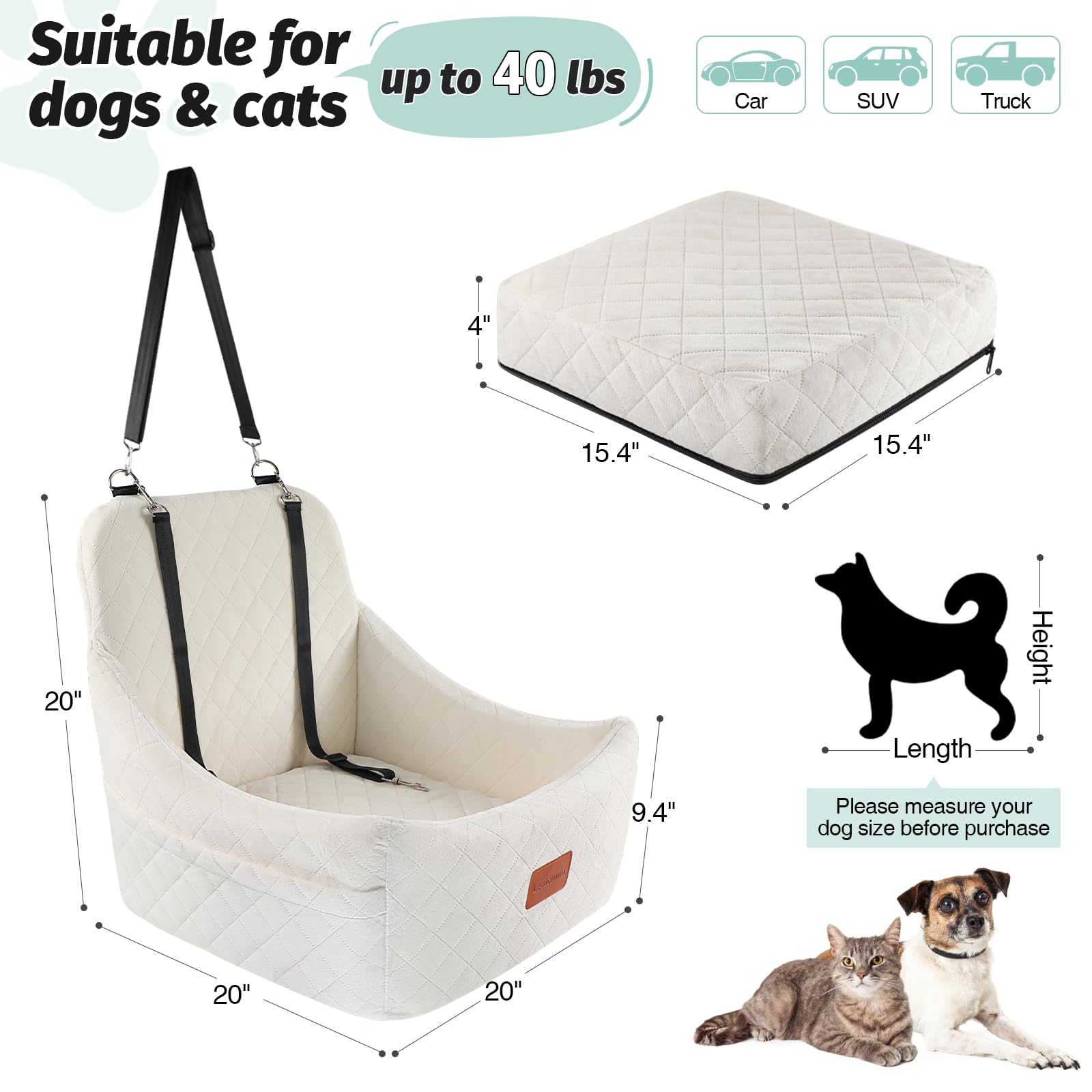 Lealchum seat with adjustable straps keeps the dog stable on the go