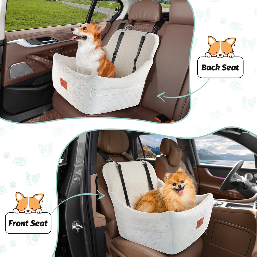 Lealchum beige fabric seat blends with car interior and protects pets