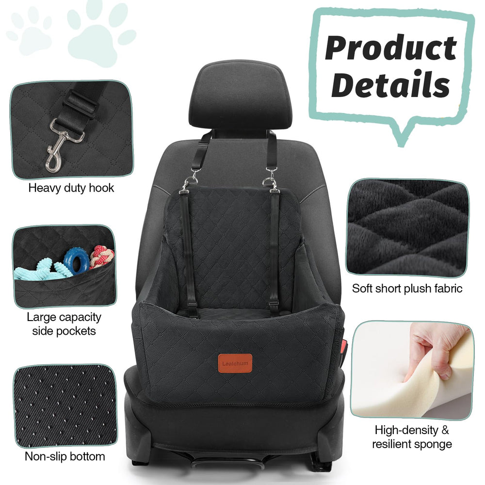 Lealchum dog car seat with adjustable straps for secure car travel