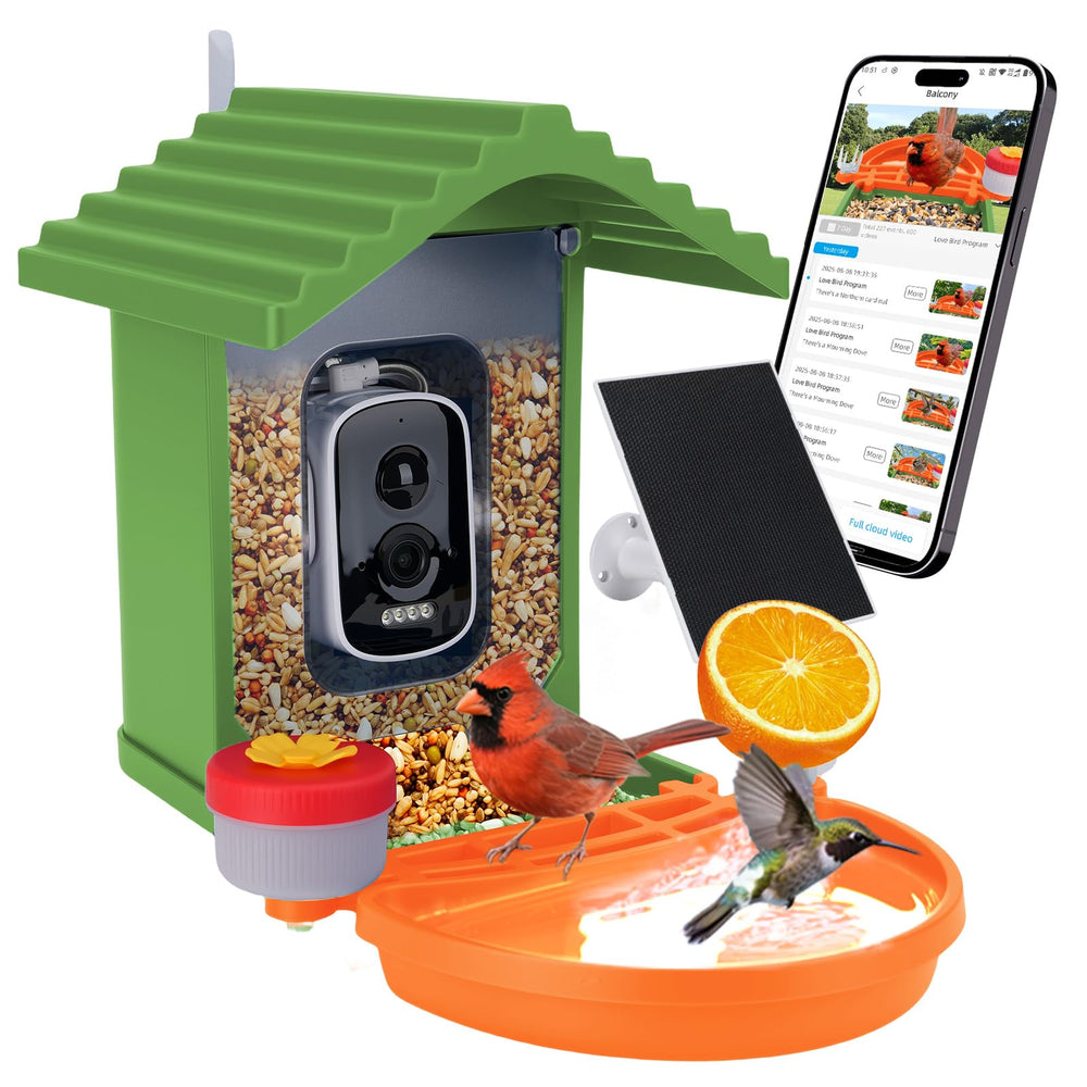 Leapbird Smart Bird Feeder Camera front view enables close birdwatching from indoors.