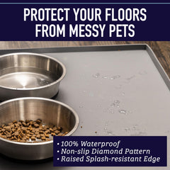 Leash Boss navy small dog food mat close-up texture