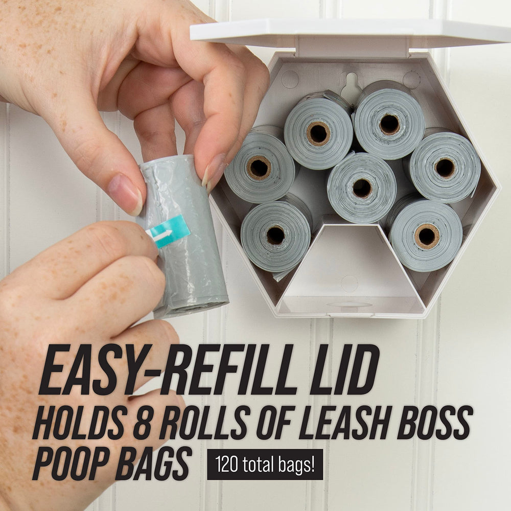 Leash Boss easy-tear mechanism simplifies bag dispensing