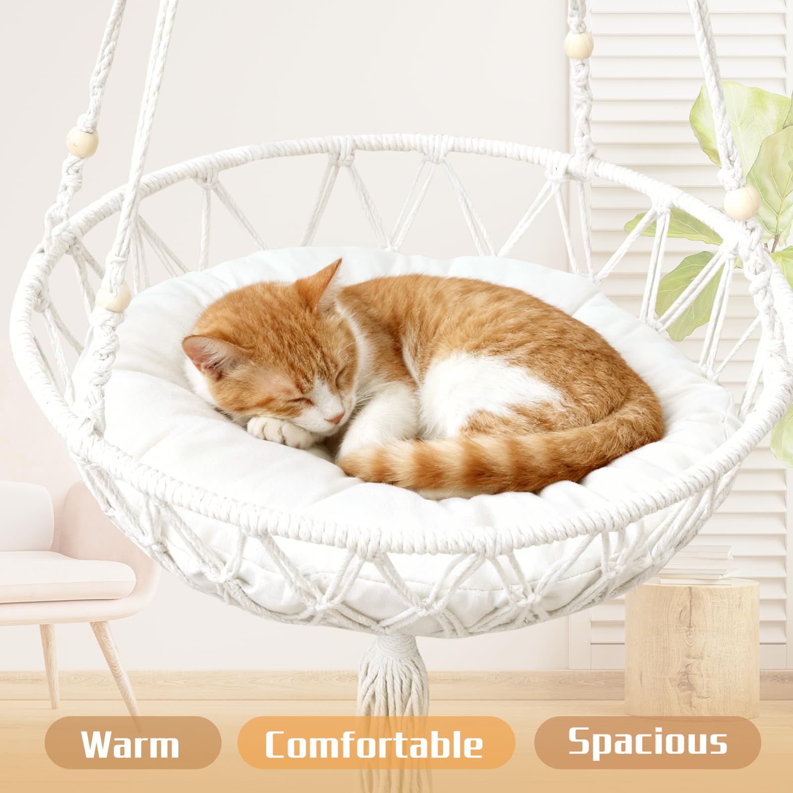 Leashelllinco cat hammock hanging design demonstrates easy ceiling or frame hanging.