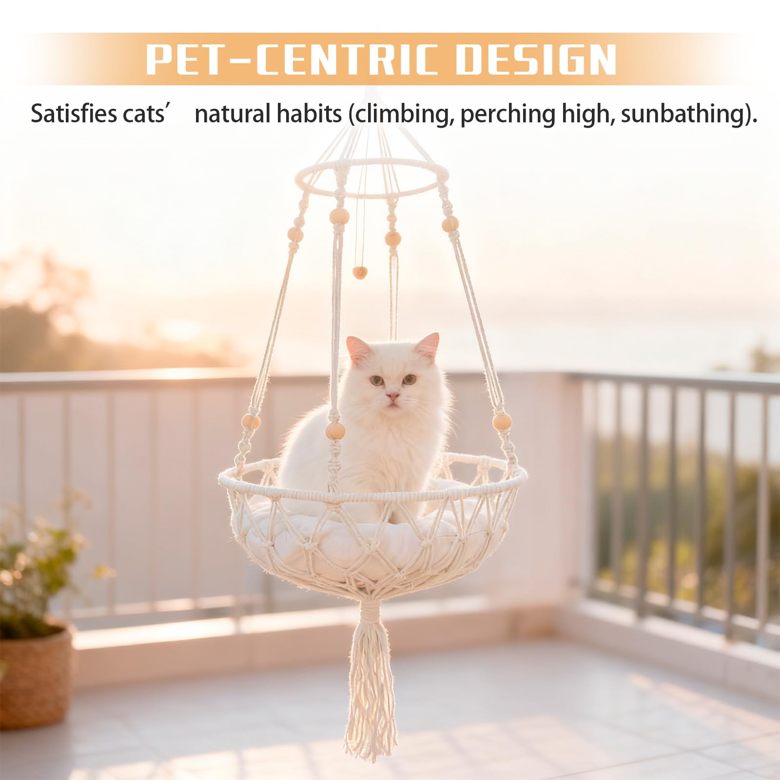 Leashelllinco cat hammock window-ledge-fit sits securely on a windowsill.