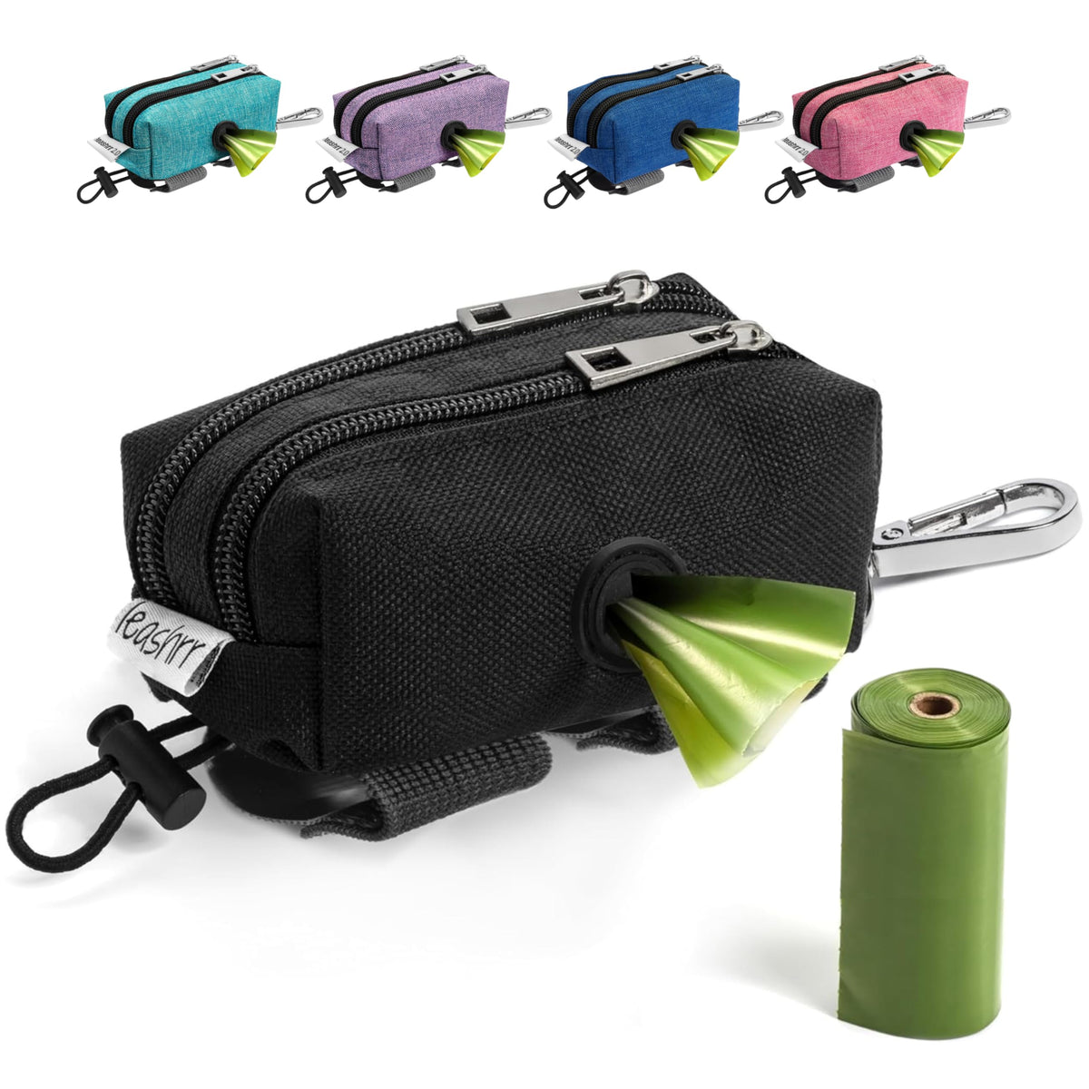 Leashrr 2.0 poop bag holder attached to leash for quick access and tidy walks.