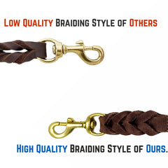 Leatherow braided leather stitching details show quality and safety.