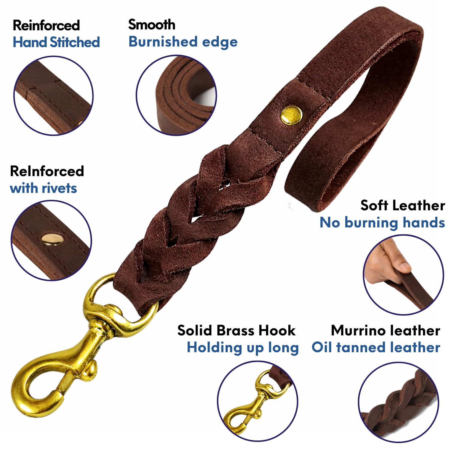 Leatherow large-dog leash with a comfortable grip for daily walks.