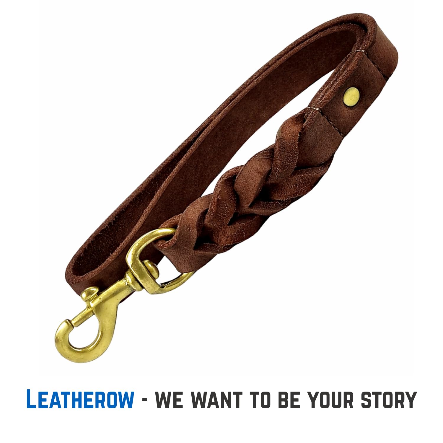 Leatherow rivets reinforce durability on a heavy-duty leash.
