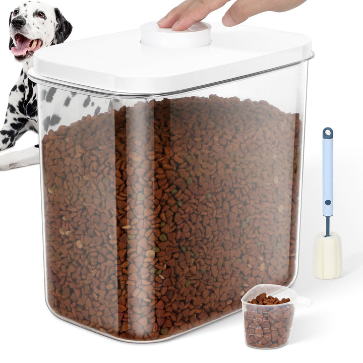 LEAWALK 12lbs airtight dog cat food storage container front view keeps contents fresh and visible.