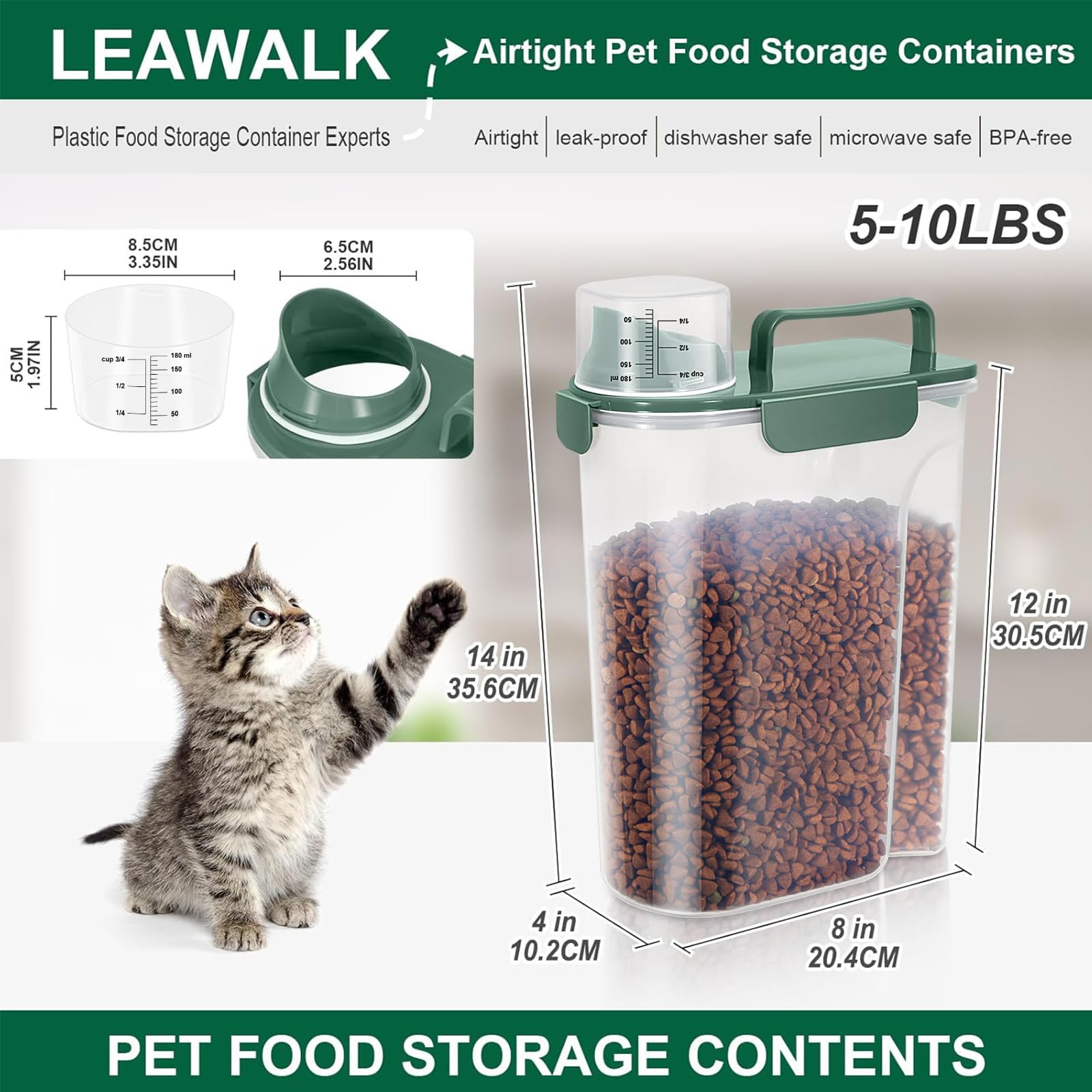 LEAWALK airtight storage container with silicone gasket keeps food fresh and dry