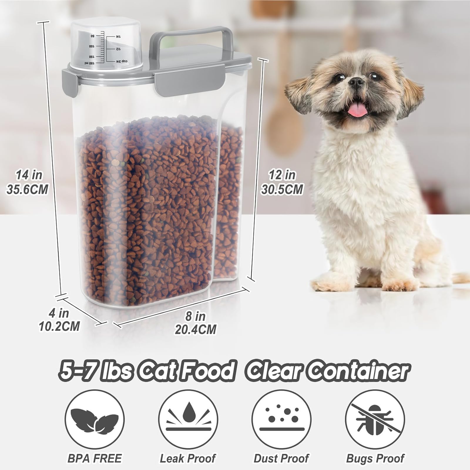 LEAWALK BPA-free PP plastic container keeps pet food dry and safe