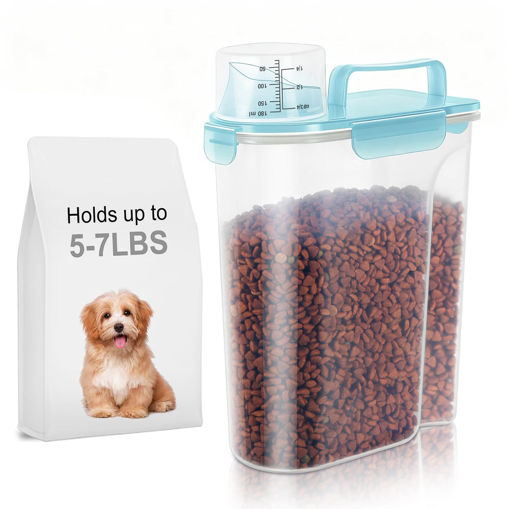 LEAWALK clear blue pet food container for organized storage and freshness