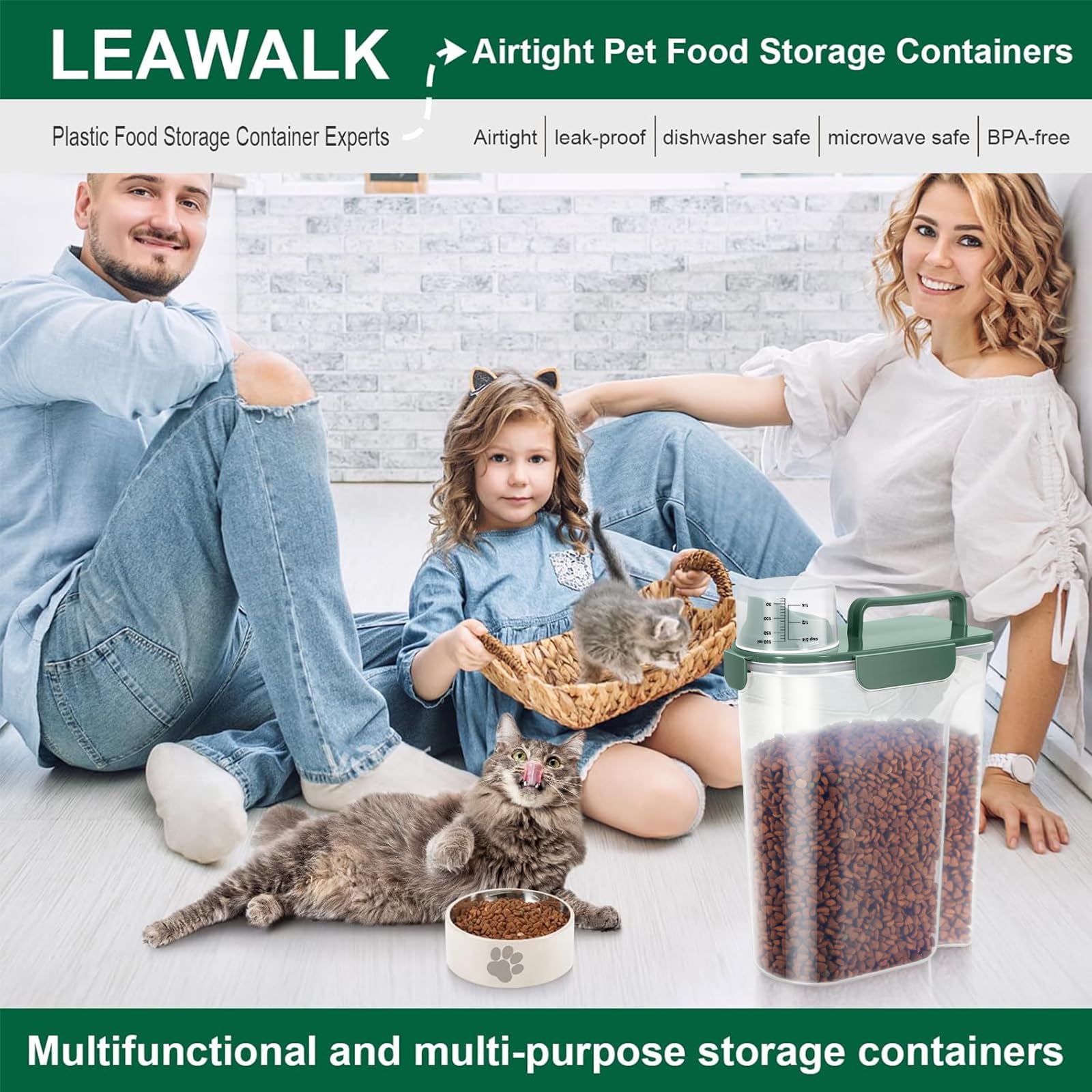 LEAWALK dark green pantry storage container for indoor use
