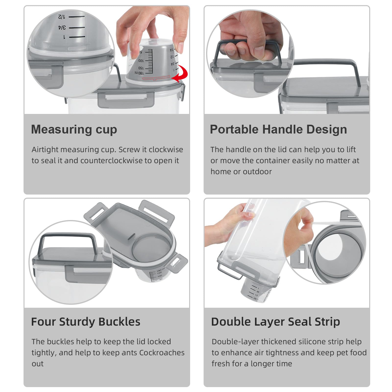 LEAWALK durable storage design suitable for 3-5 lbs of dry food.
