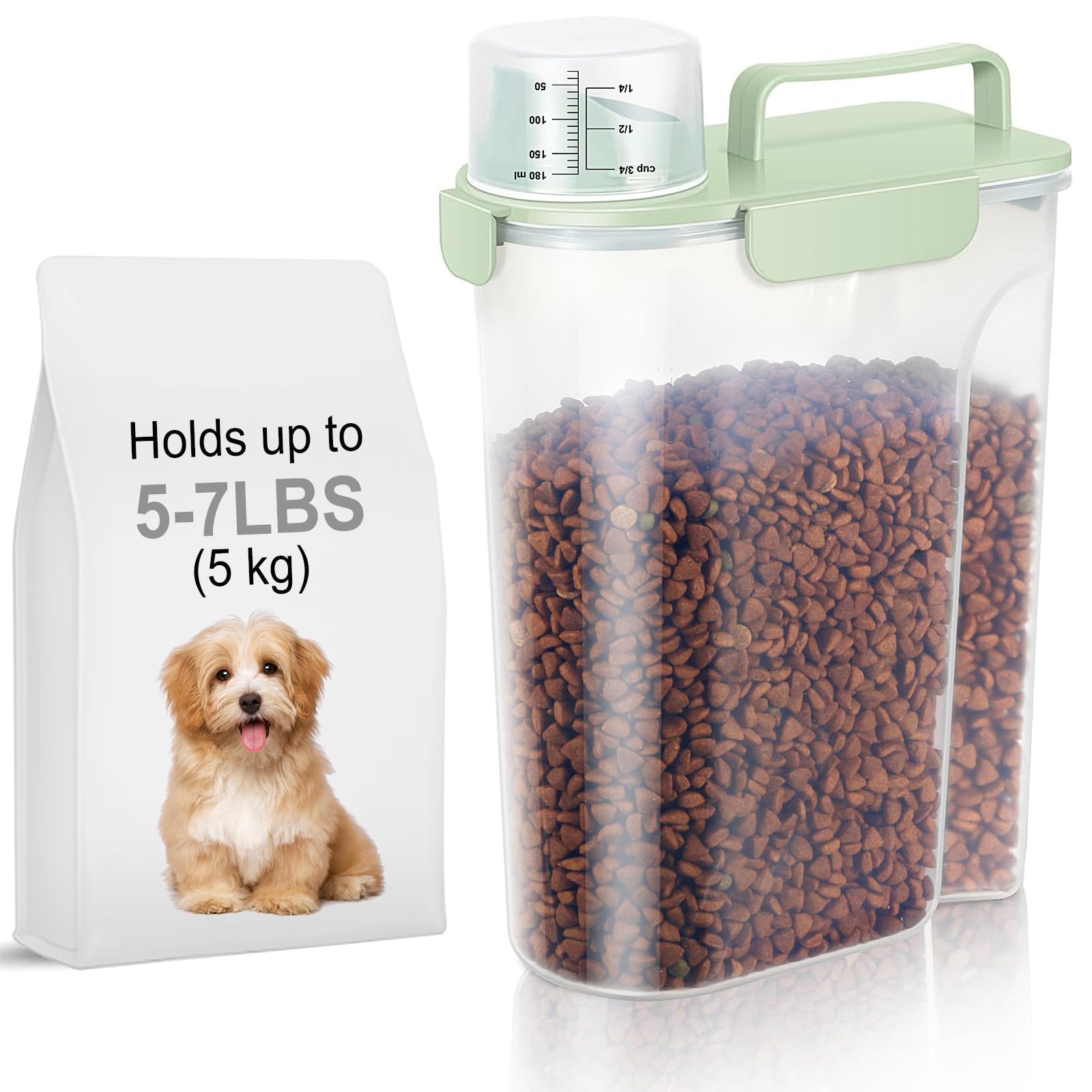 LEAWALK large-nozzle dog food container for easy pouring and moisture protection.
