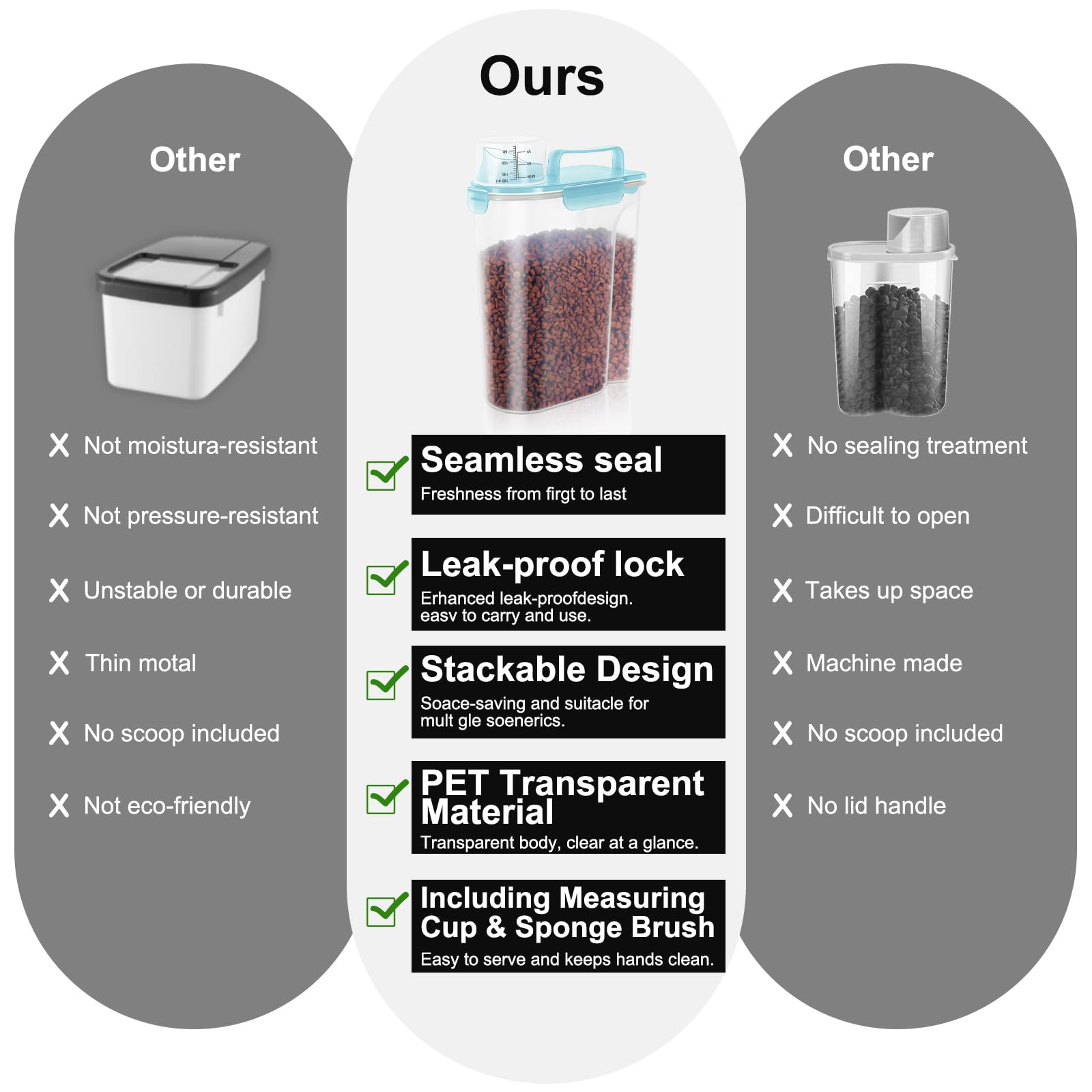 LEAWALK versatile storage for rice, oats, flour, and cereals
