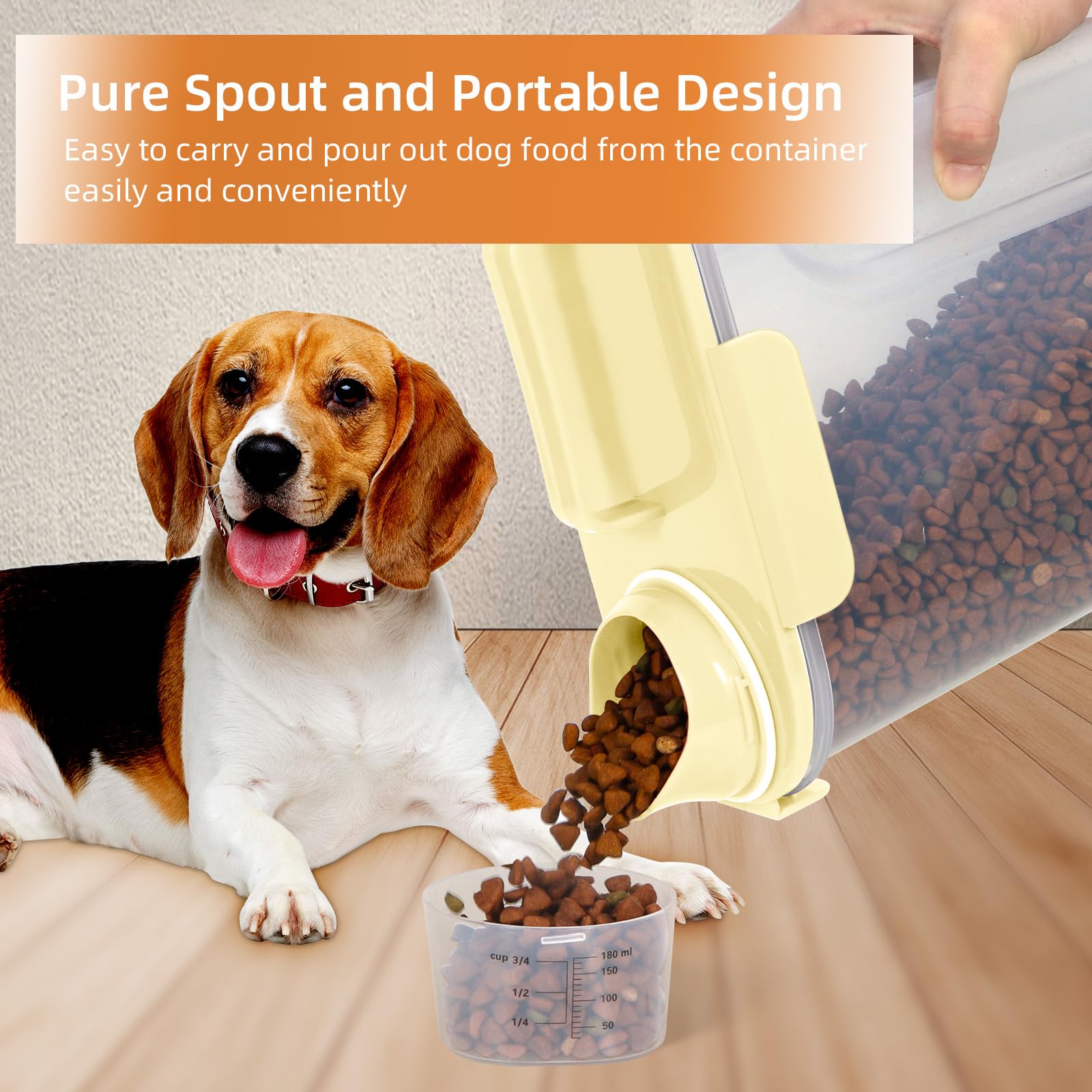 LEAWALK pet food container highlights airtight seal with silicone gasket to keep food fresh.
