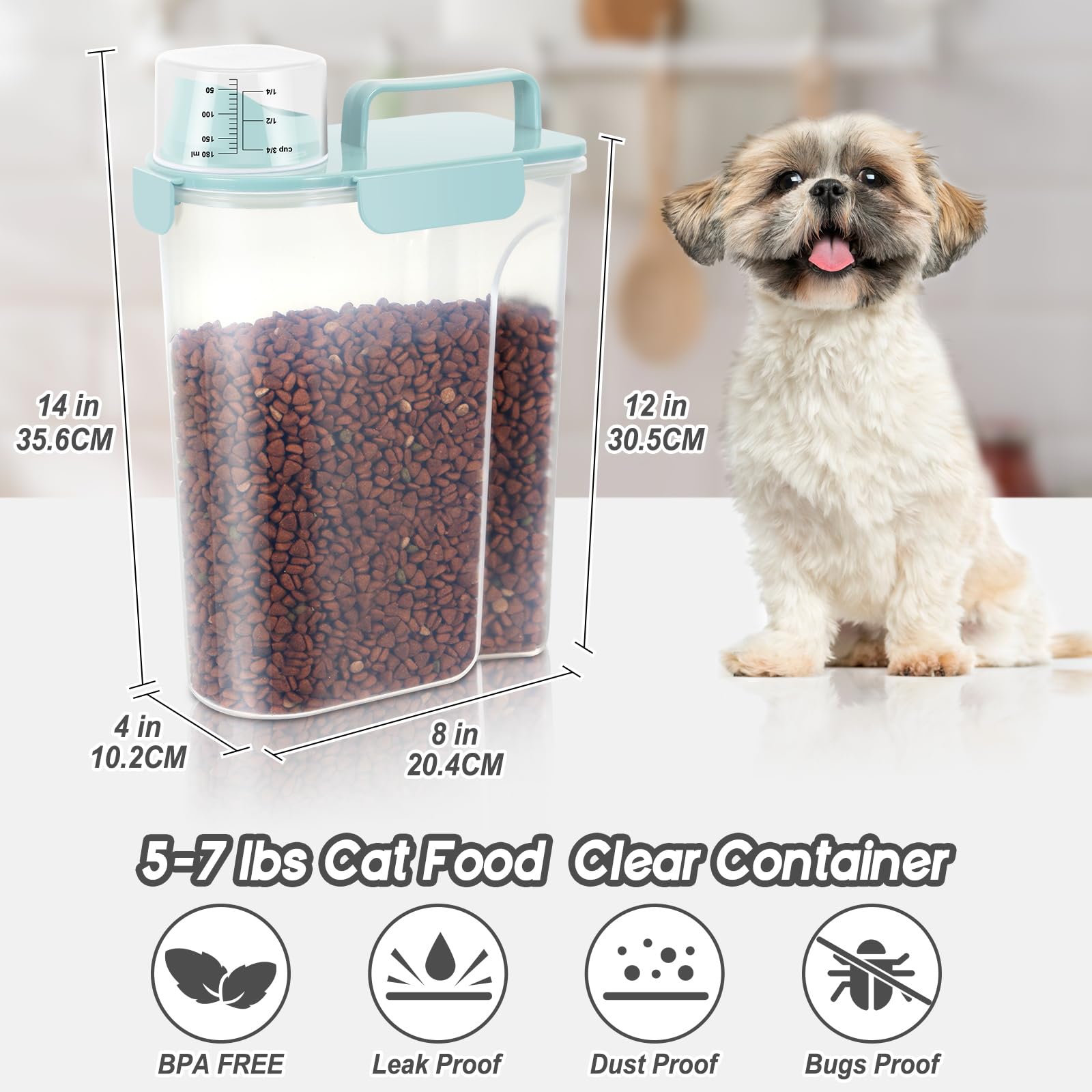 LEAWALK sky blue measuring cup included for portion control