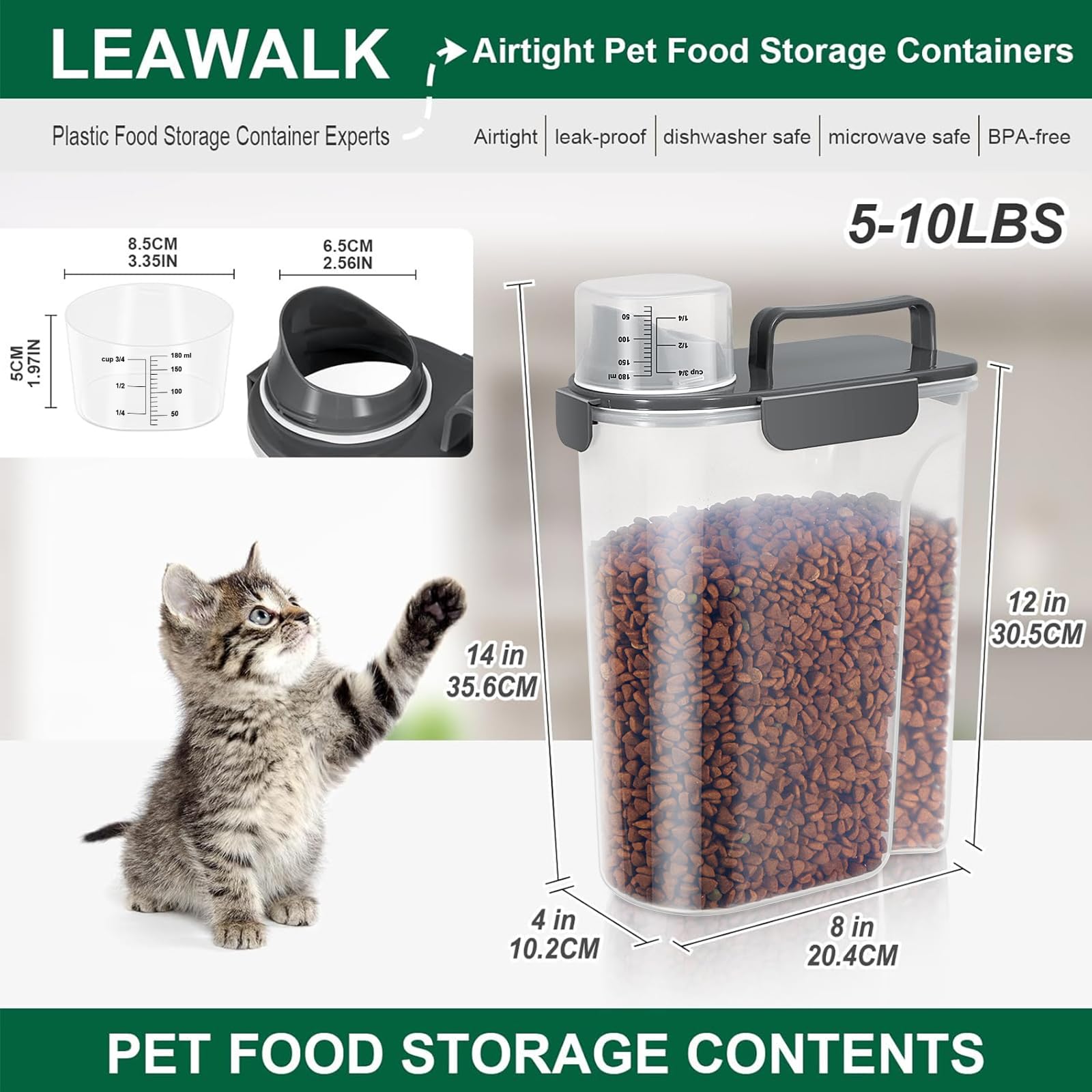 LEAWALK upgraded large nozzle close up for easy pouring of kibble
