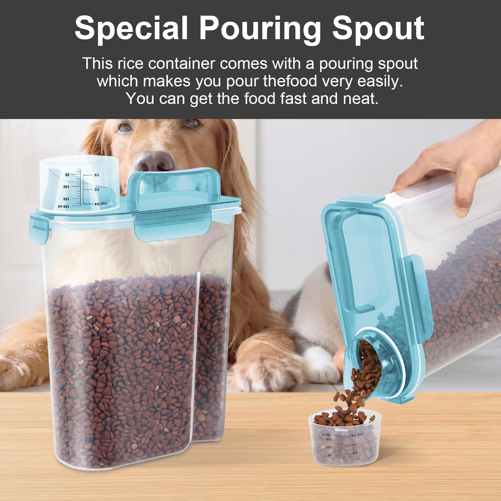 LEAWALK upgraded large spout for easy kibble pouring