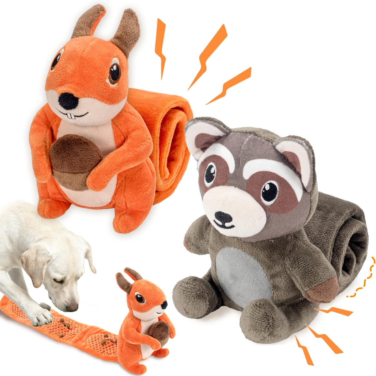 LECHONG 23-inch snuffle puzzle length tail pockets enrich sniffing and play.