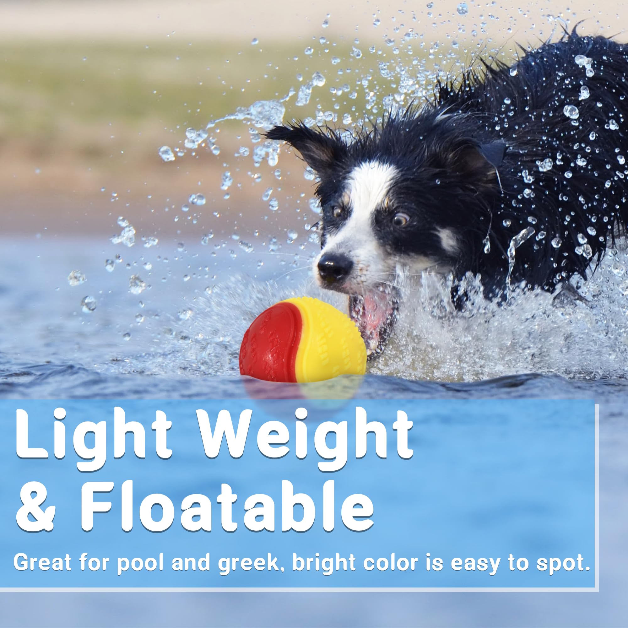 LECHONG 3.5in squeaky ball in-use during dog-toss and retrieve sessions