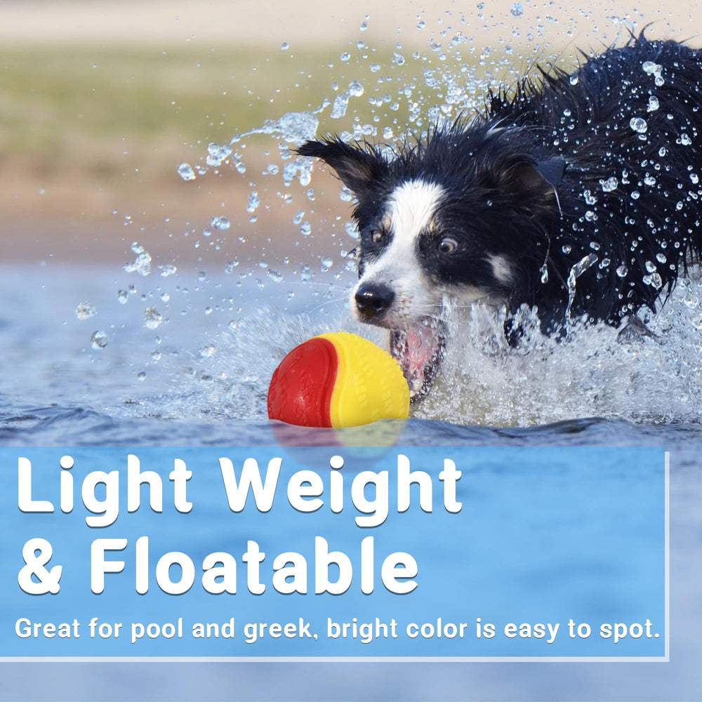 LECHONG 3.5in squeaky ball in-use during dog-toss and retrieve sessions