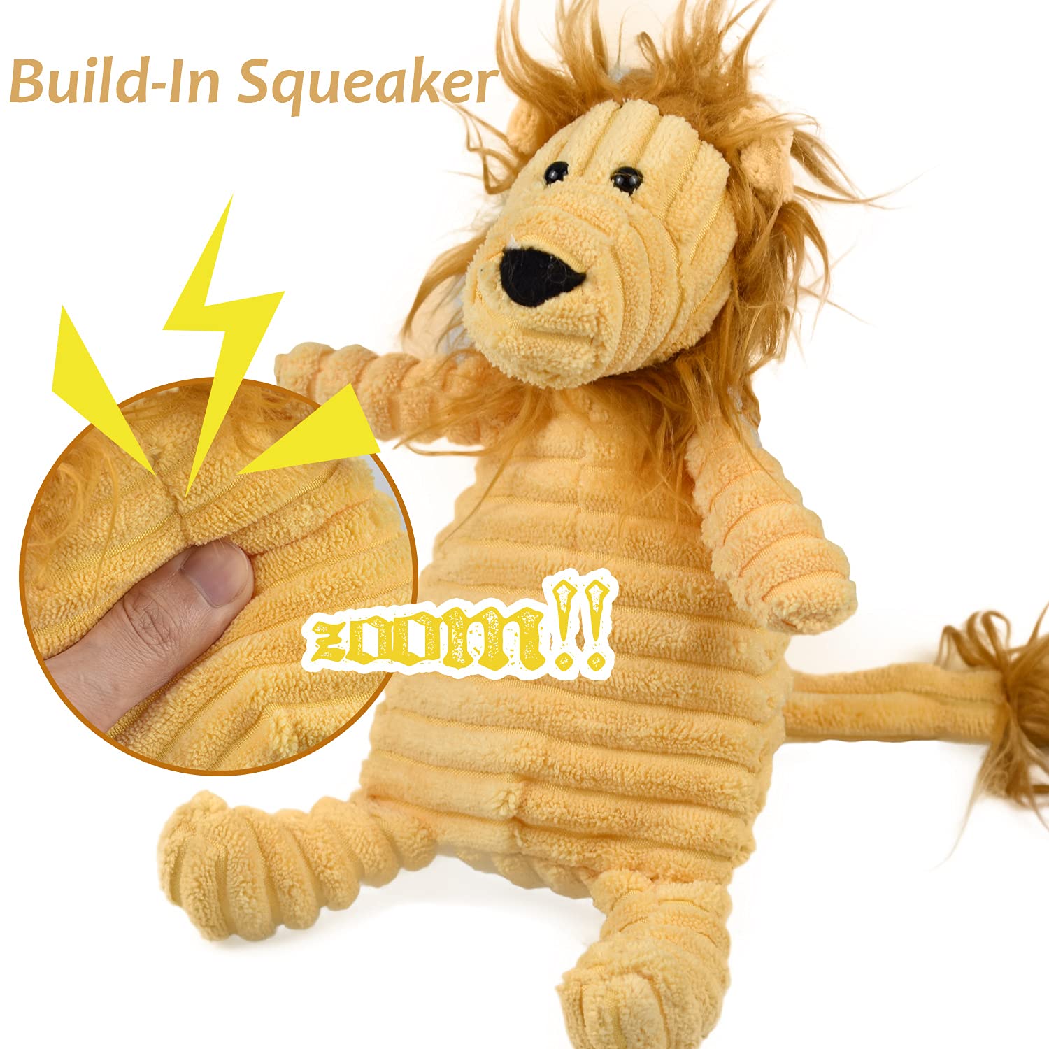 LECHONG bear squeaky plush toy with embroidered eyes and soft surface for gentle chewing