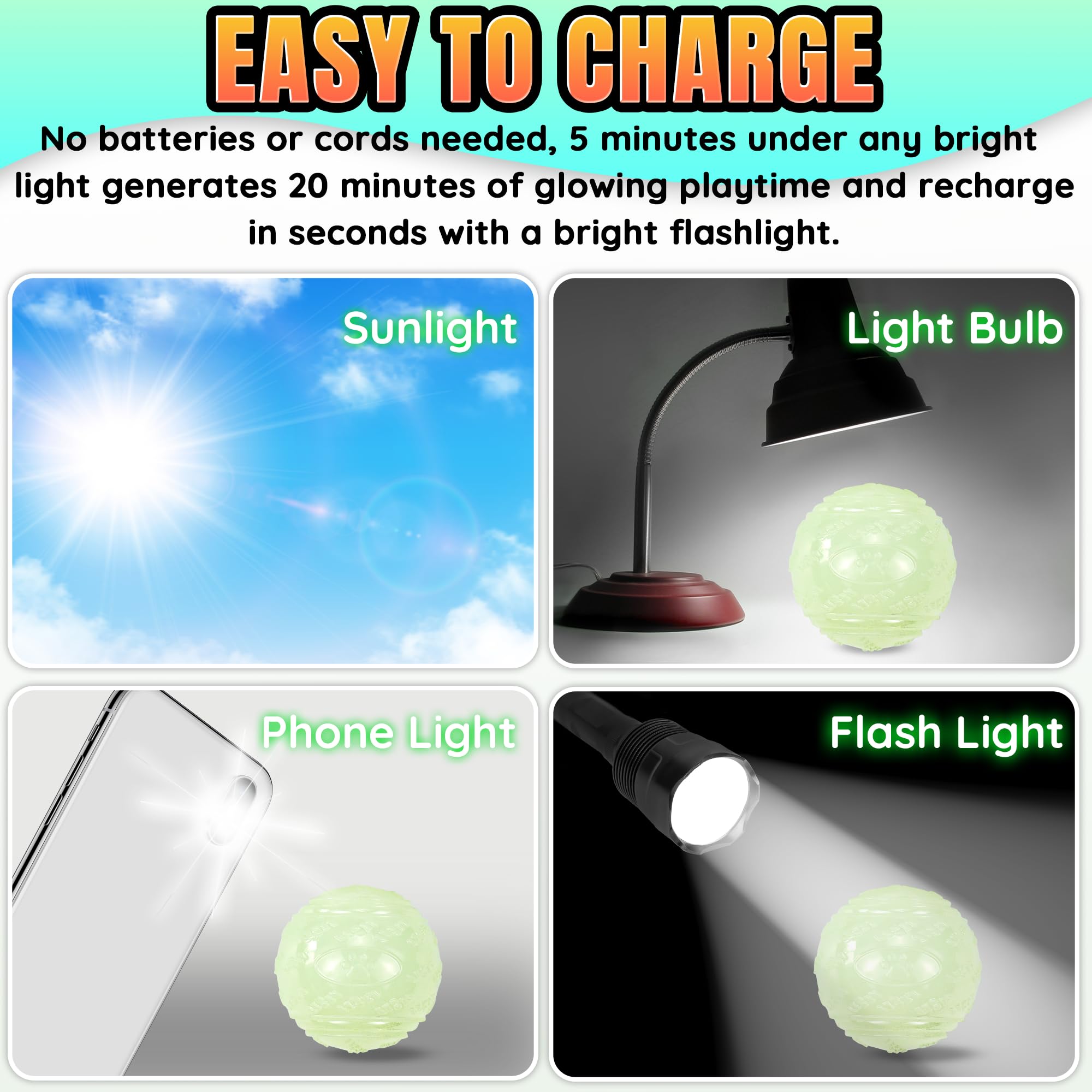 LECHONG 3.5 inch glow ball ideal for indoor and outdoor fetch