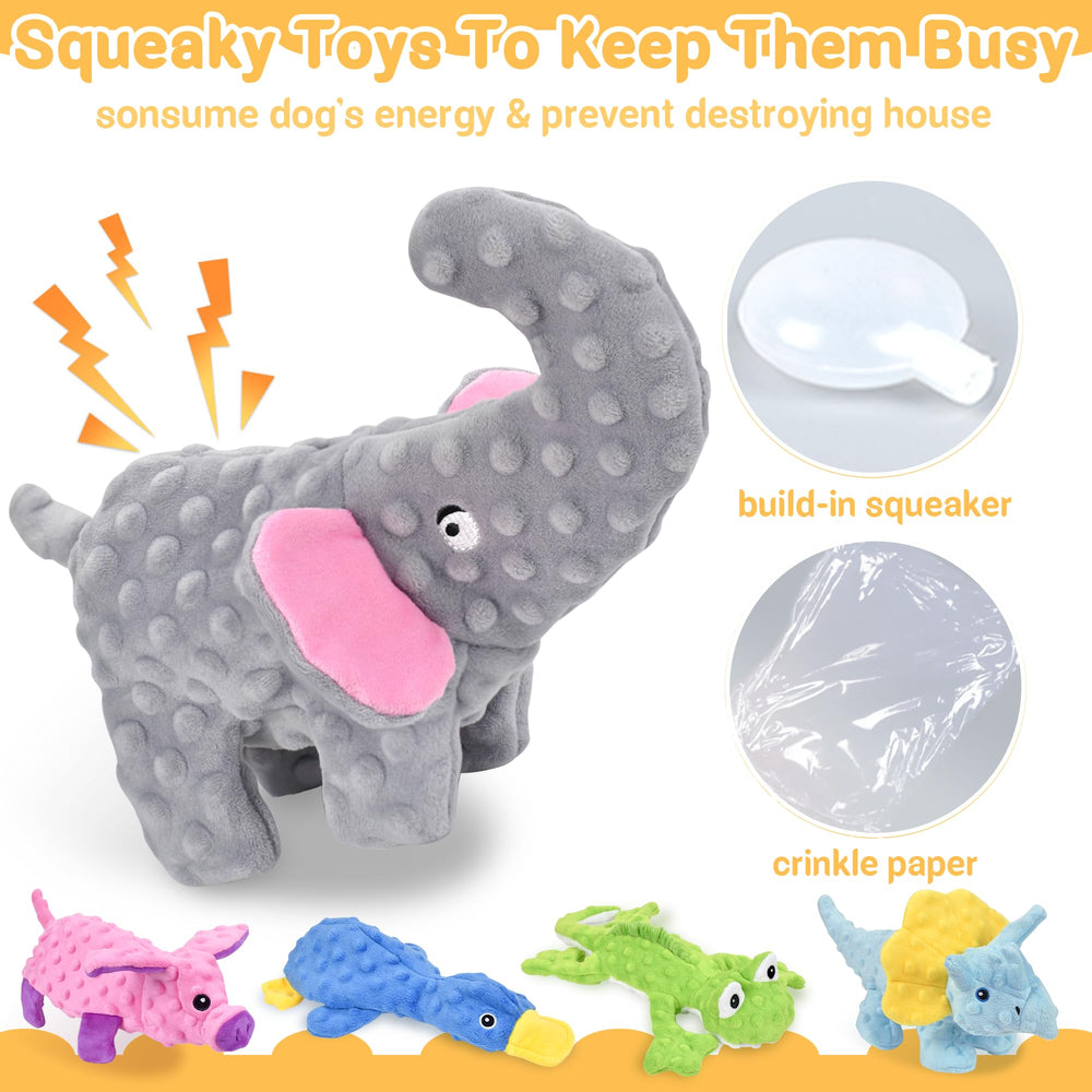 LECHONG No Stuffing Crinkle Squeaker toy – tactile toy with both crinkle and squeak.