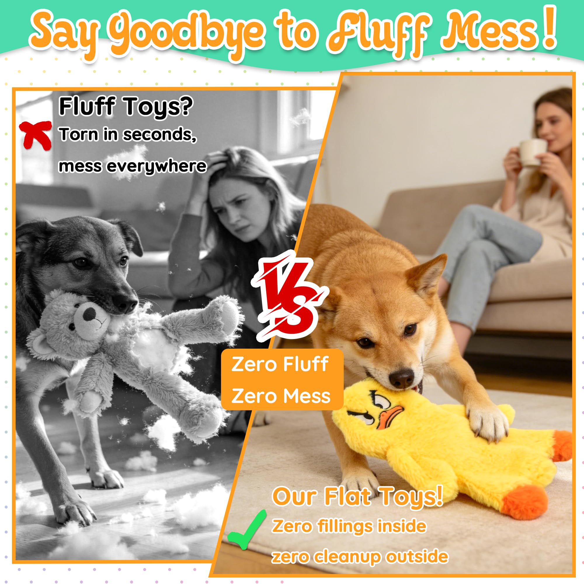 LECHONG chew-resistant dog toy with reinforced limbs for longer-lasting play