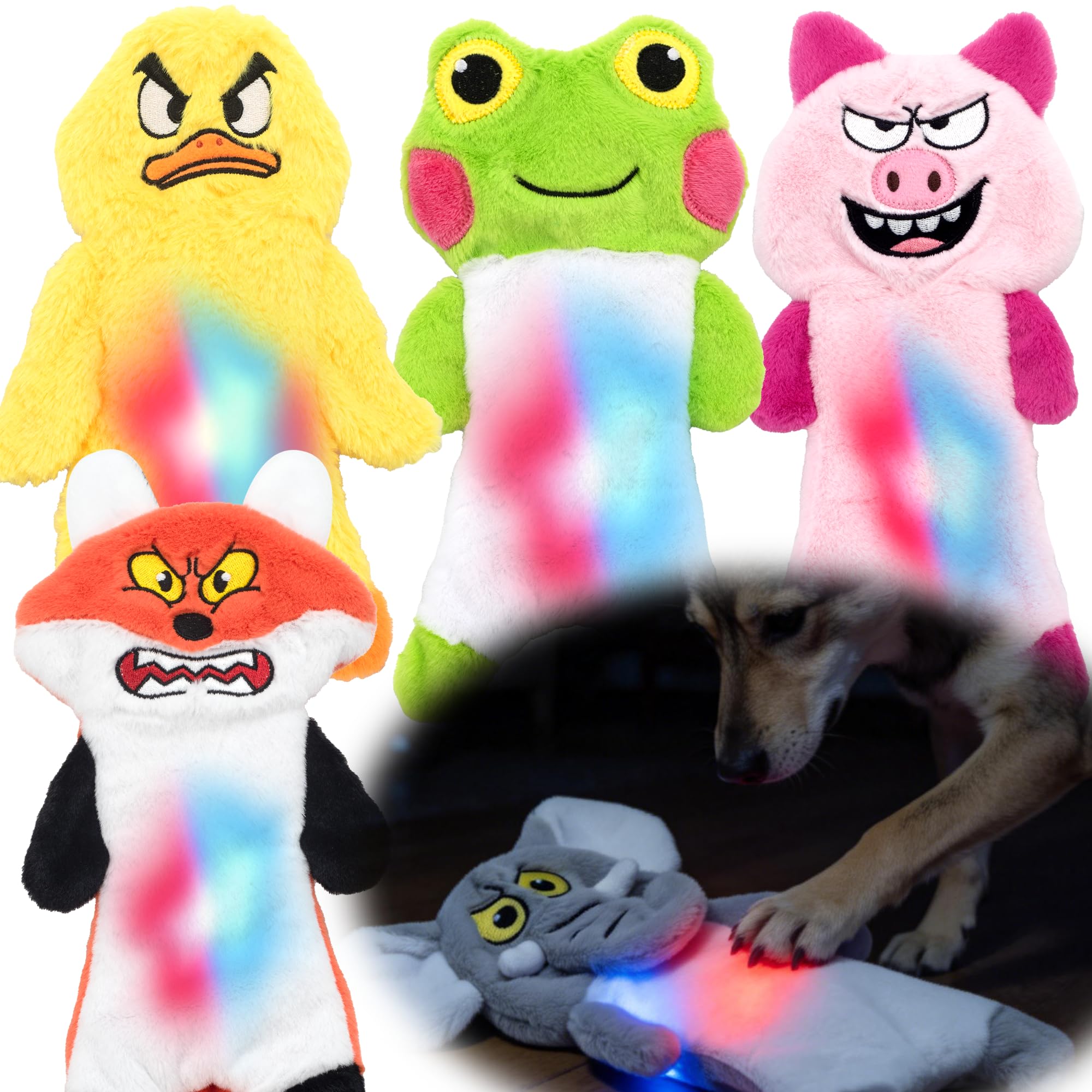 LECHONG No Stuffing dog toys pack with five animals for engaging play and gentle teething