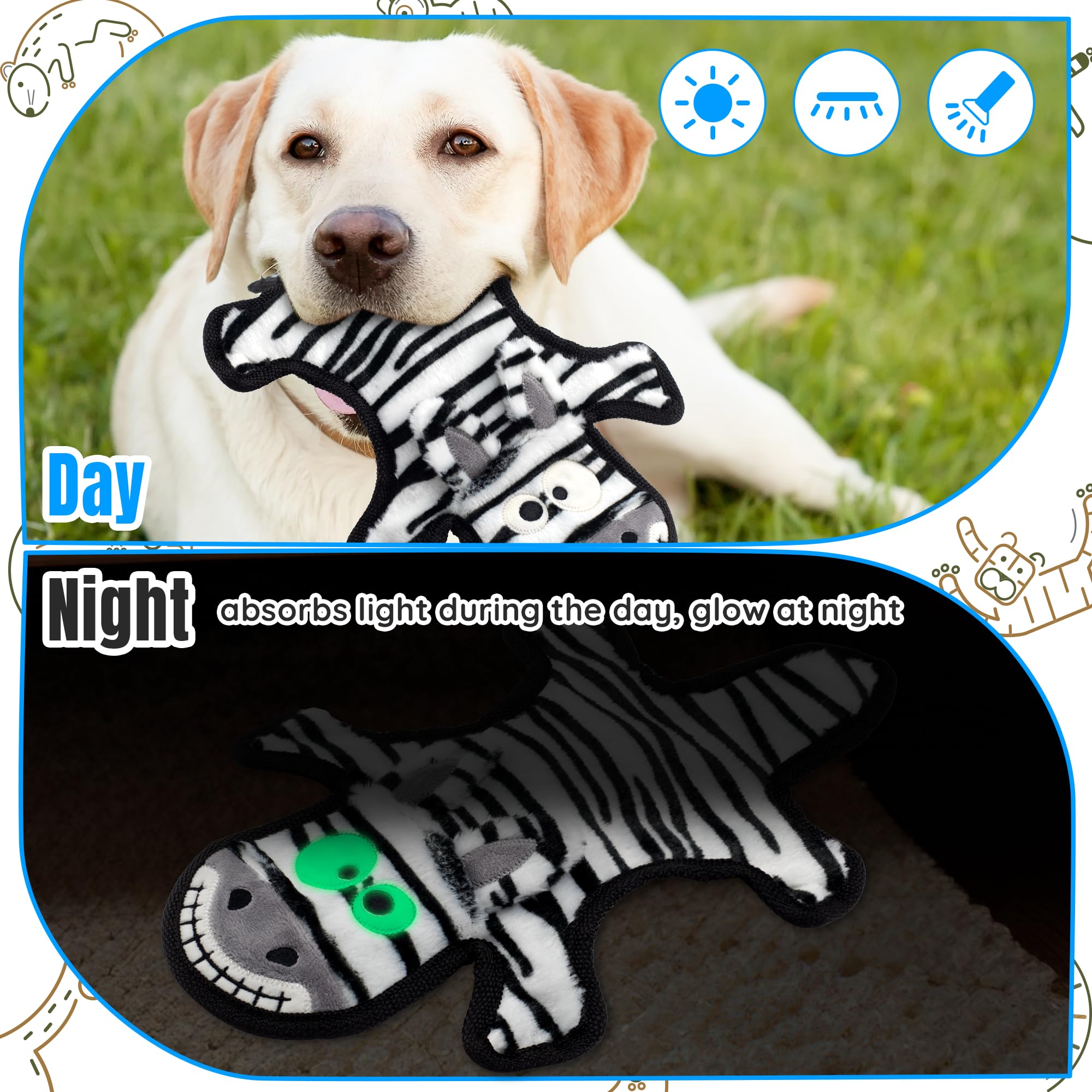 LECHONG tiger no-stuffing dog toy promotes interactive chewing.
