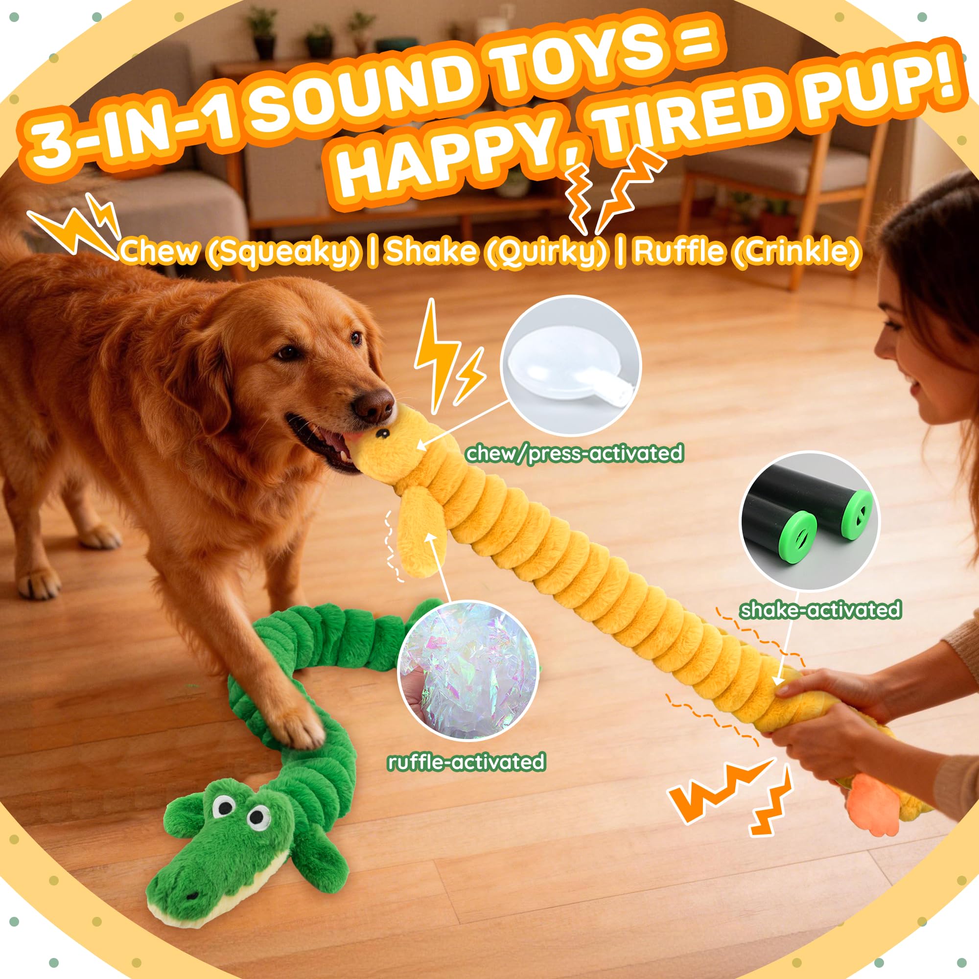 LECHONG tug-of-war action toy demonstrates interactive play for dogs of all sizes.