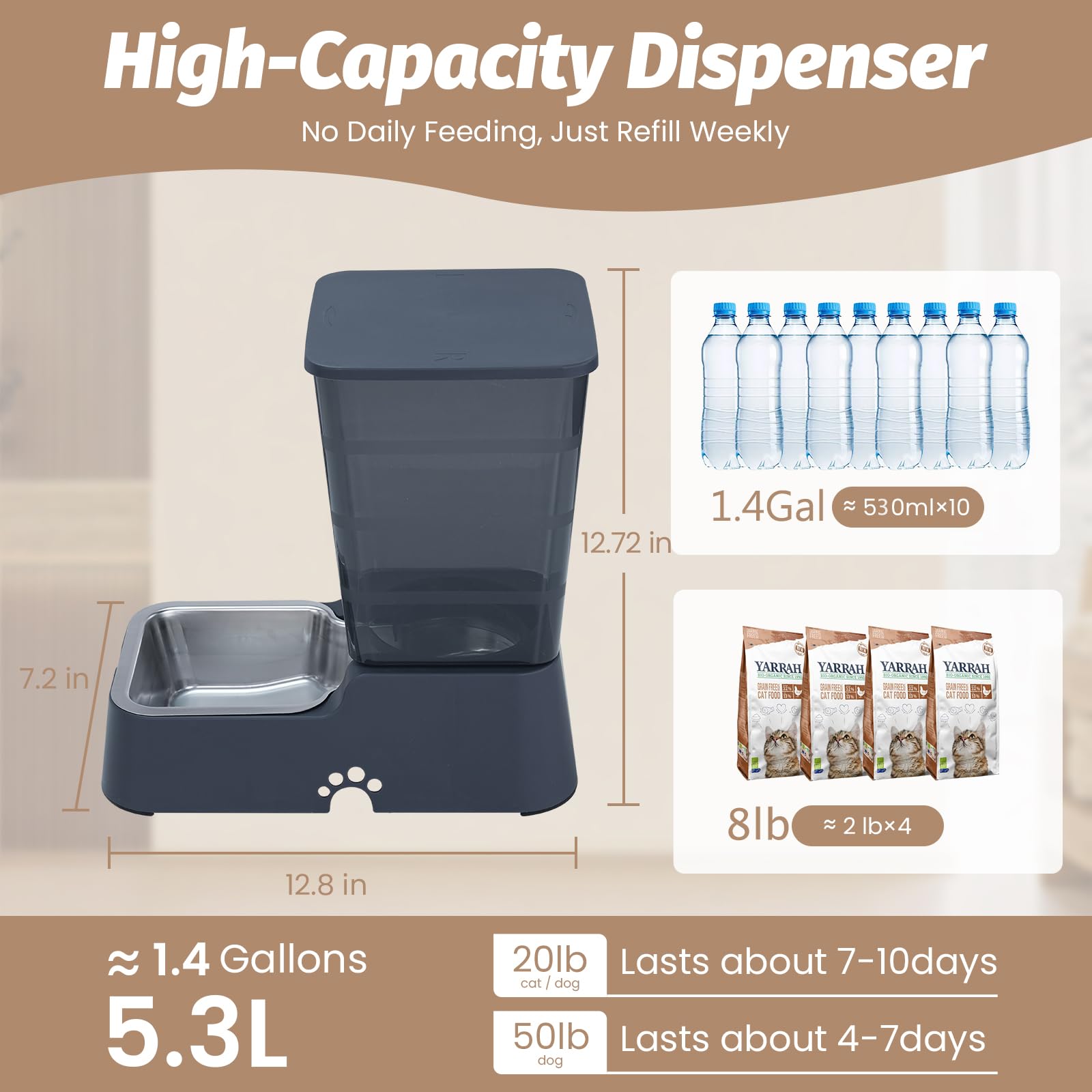 Leefele 5.4L capacity bottle supports long intervals between refills