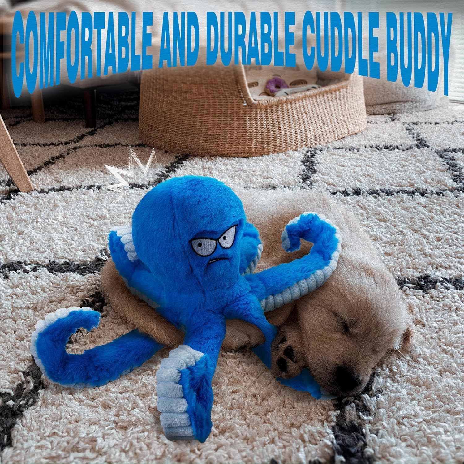 LEGEND SANDY Blue Octopus toy is suited for medium to large dogs